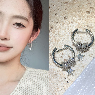 时来运转满钻转运珠星星耳环轻奢