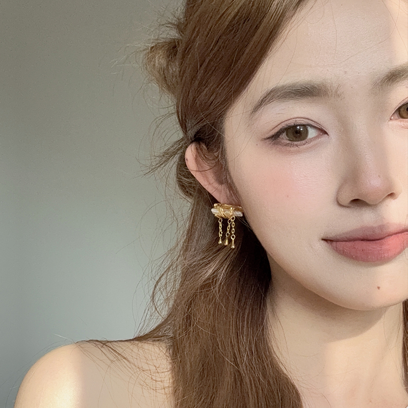 法式巴洛克天然异形长珍珠耳环