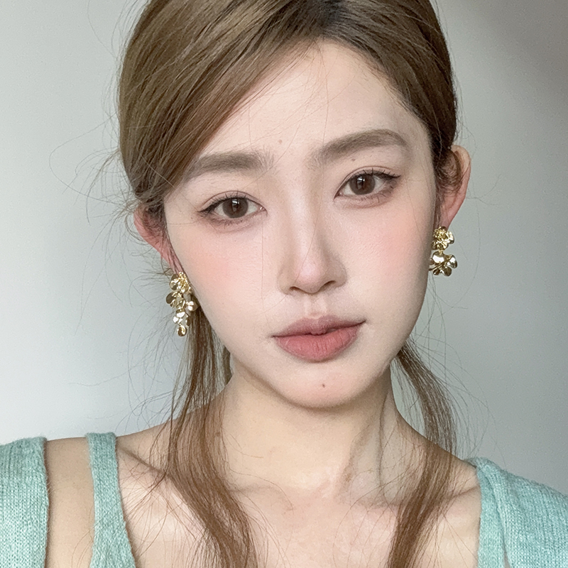 鎏金岁月复古金色花朵流苏耳环