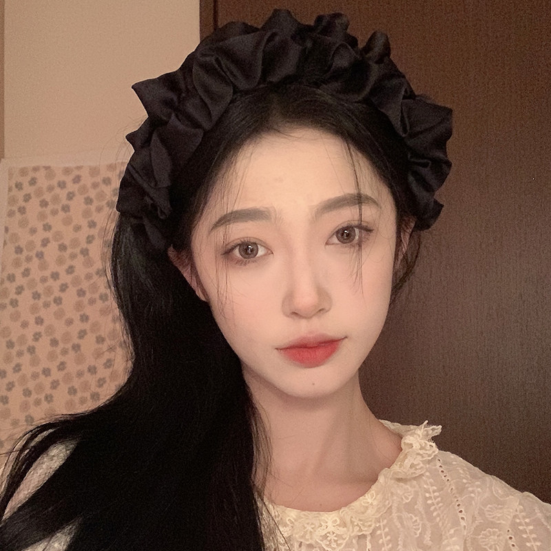 黑色褶皱发箍高颅顶减龄头箍图片