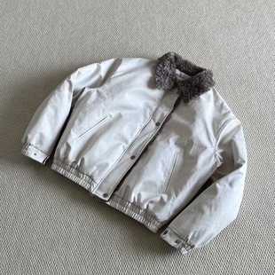 美式复古毛绒翻领棉服男款秋冬季潮牌情侣保暖百搭短款棉衣外套潮