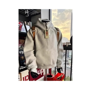 美式半拉链立领卫衣男款春季小众解构外套cleanfit重磅硬挺连帽衫