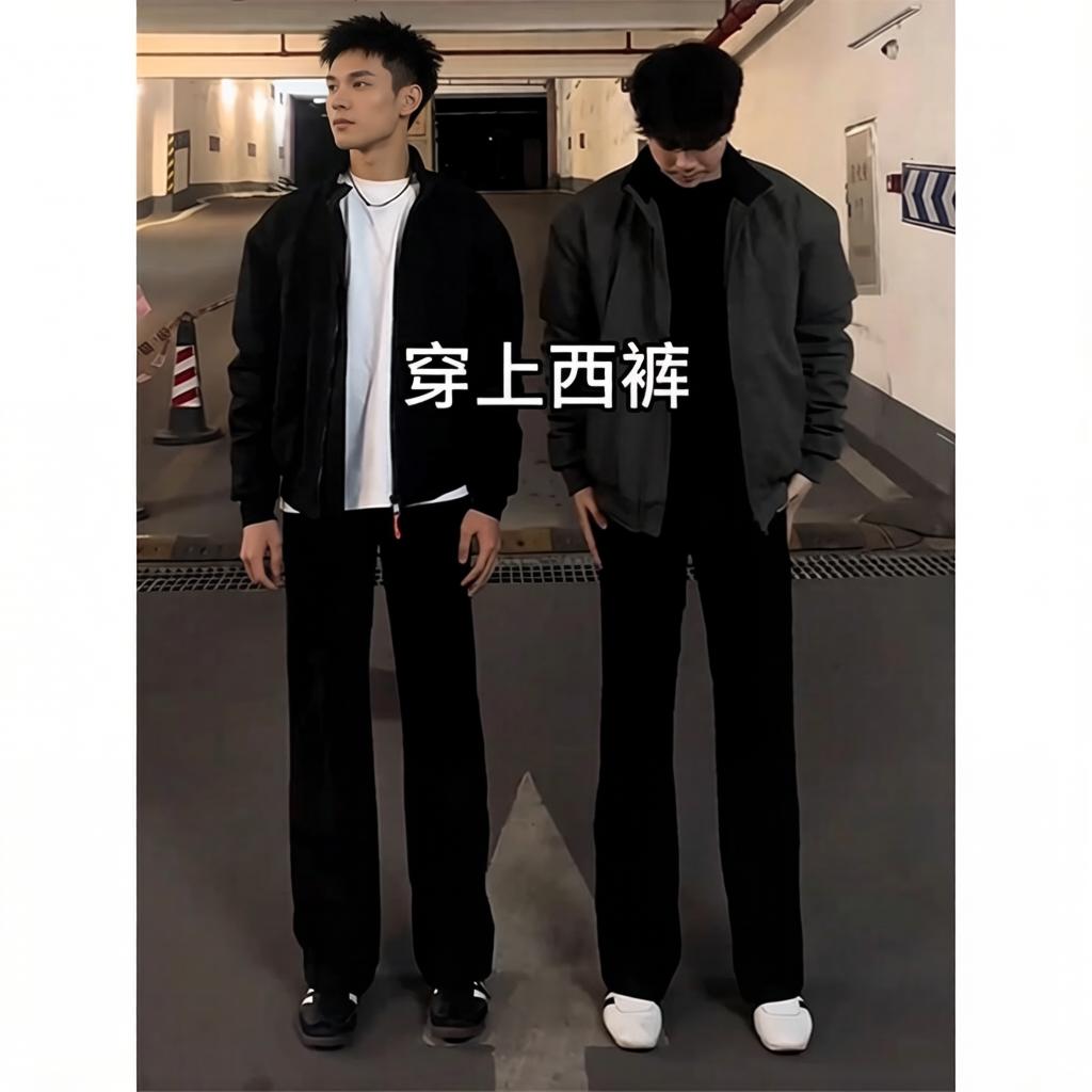 黑色垂感微喇西裤男春夏季薄款冰丝高级感百搭提档显瘦显腿长裤子