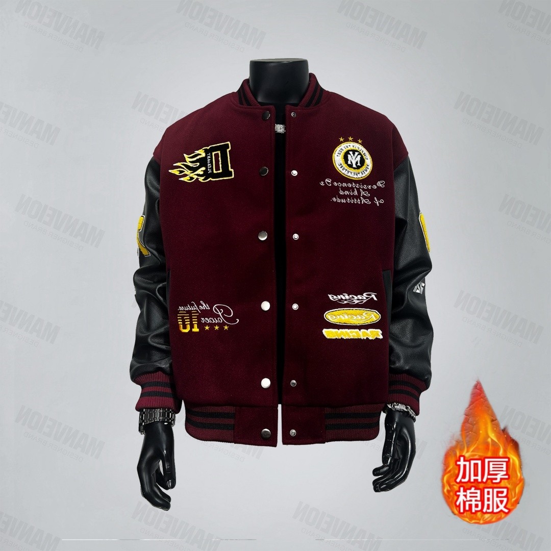 重工刺绣棒球棉服外套男款秋冬季加厚保暖美式复古痞帅青少年棉衣