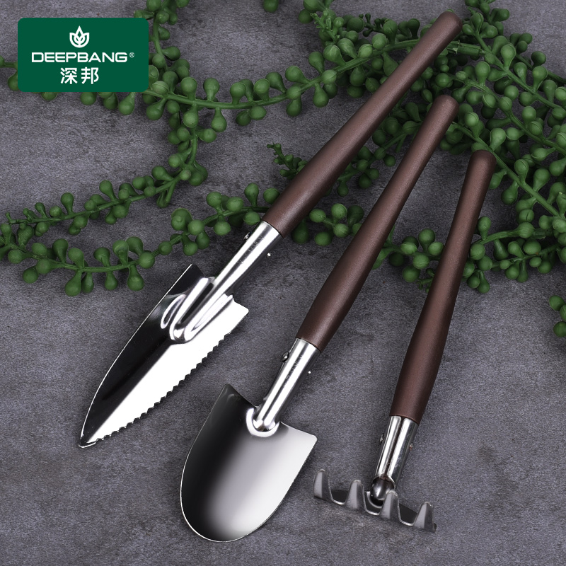 不锈钢迷你多肉盆栽铲子小型三件套种花养花家用花园园艺工具套装