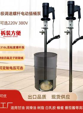 高粘度吨桶电动插桶泵HP-EX2-V+100HV-1200润滑油油桶泵甘油泵220