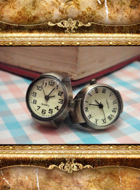 能看时间石英字母复古色戒指手表