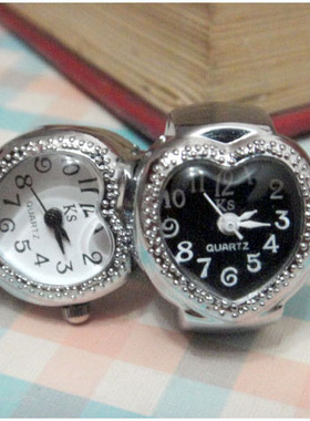 女生合金可爱走时准戒指手表迷你