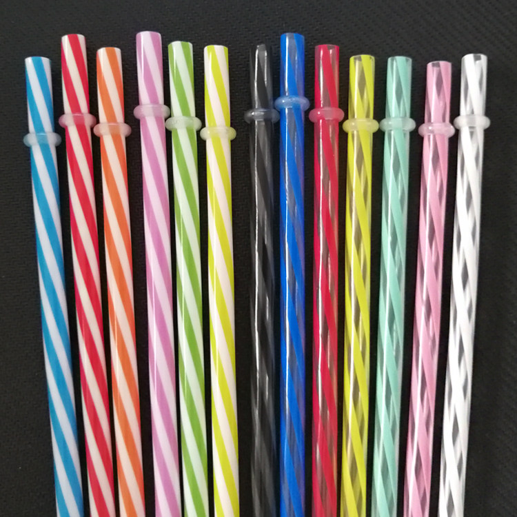 一次性吸管硬塑料环保双色螺纹加厚吸管儿童创意吸管25支重复用