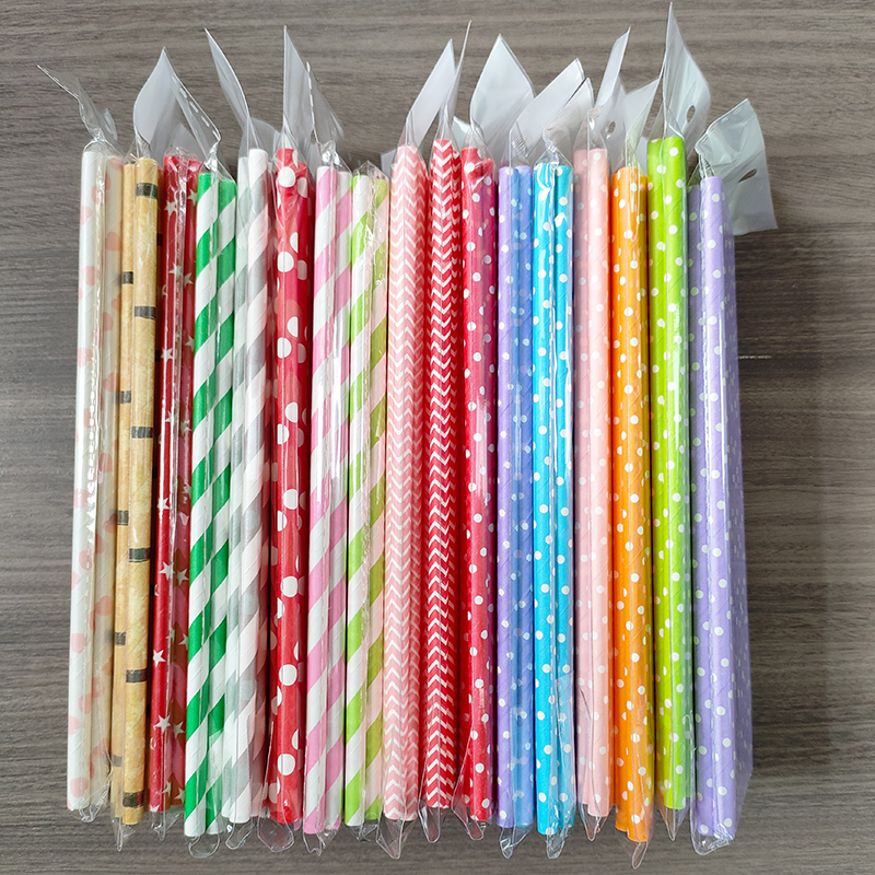 环保彩色条纹纸质吸管