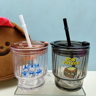 MINISO名创优品TUNEE GOODS系列冷萃吸管玻璃冷水杯400ML水杯