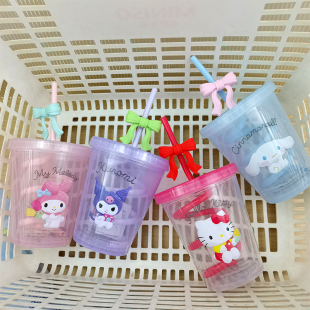 MINISO名创优品三丽鸥环球生活集系列蝴蝶结转转吸管杯520凯蒂猫