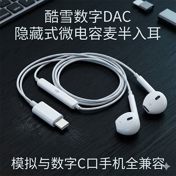 MFi认证数字DAC 微电容麦克风 K歌录音配音会议通话网课耳机