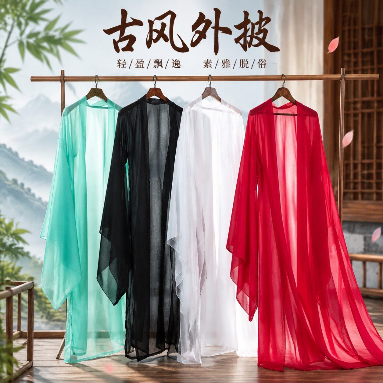 古风外披薄纱汉服大袖衫