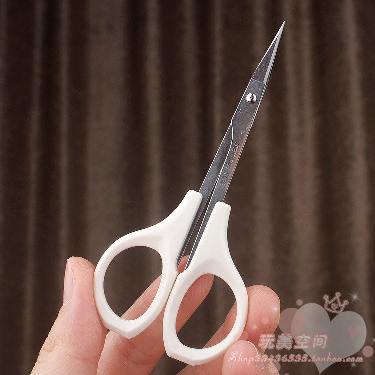 台湾双菱专业彩妆用品4寸直剪带盖多用途剪刀尖头不锈钢方便携带