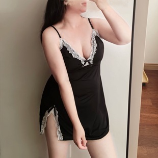 300斤侧开性感蕾丝边 胖mm2 夏季 吊带睡裙牛奶丝宽松睡衣女加大码