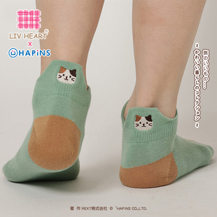 LIVHEART猫咪袜子女夏季猫头刺绣船袜时尚百搭可爱袜薄款猫