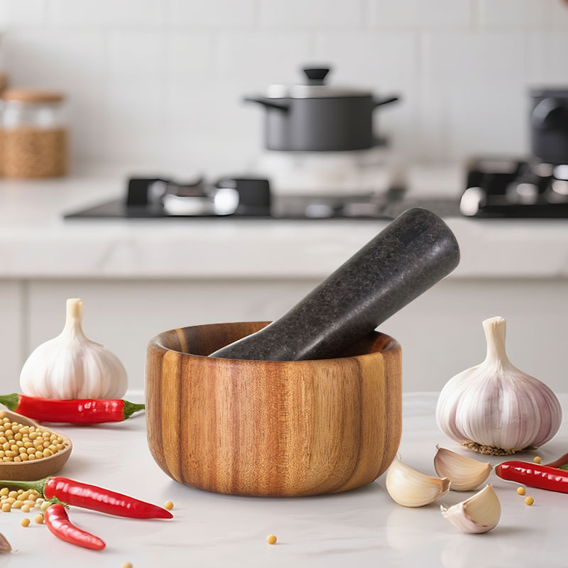 Adhoc德国进口相思木研钵捣蒜泥捣药罐调料研磨器捣药臼木质臼子
