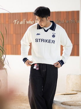 ATGM  日系足球服毛衣刺绣针织衫blockcore美式复古长袖秋冬男