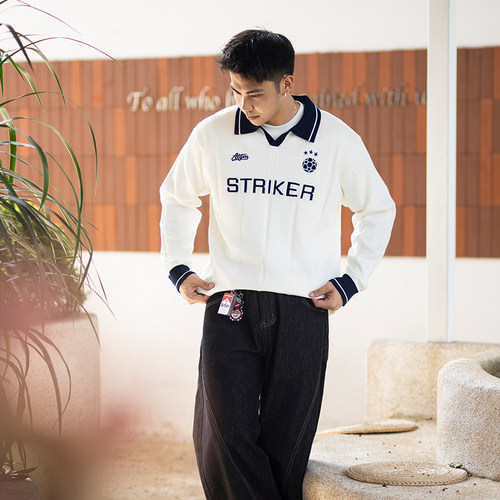 ATGM针织美式复古毛衣足球服