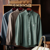 衬衫 ATGM 「长期主义」日系休闲刺绣衬衣桃皮绒磨毛宽松长袖 男