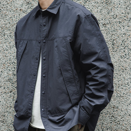 ATGM日系休闲工装机能褶皱感衬衫cleanfit叠穿廓形长袖男春秋外套