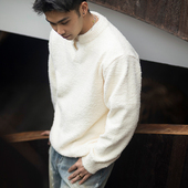 ATGM 秋冬亨利领半边绒针织毛衣松弛感老钱风亲肤内搭打底男女