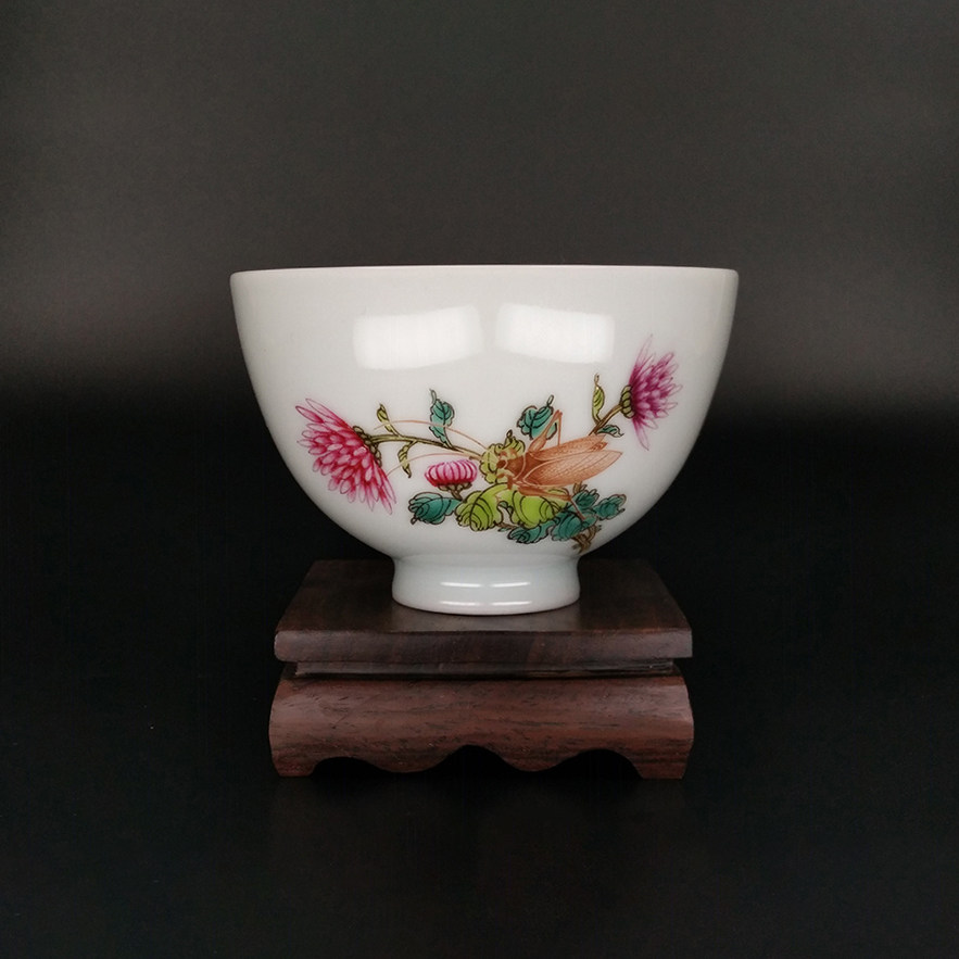 台湾天予窑刘钦莹早期粉彩鸣秋图茶杯个人杯非石桥汝釉云破茶壶