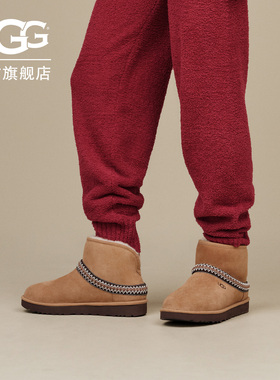 UGG冬季女士舒适时尚圆头平底保暖休闲经典迷你短靴雪地靴1158262