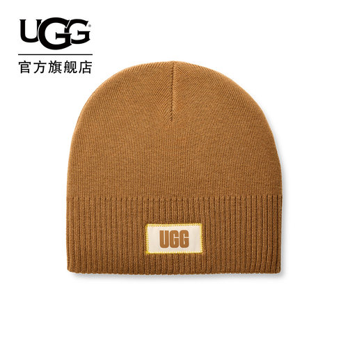 UGG纯色简约翻边帽轻薄款毛线帽