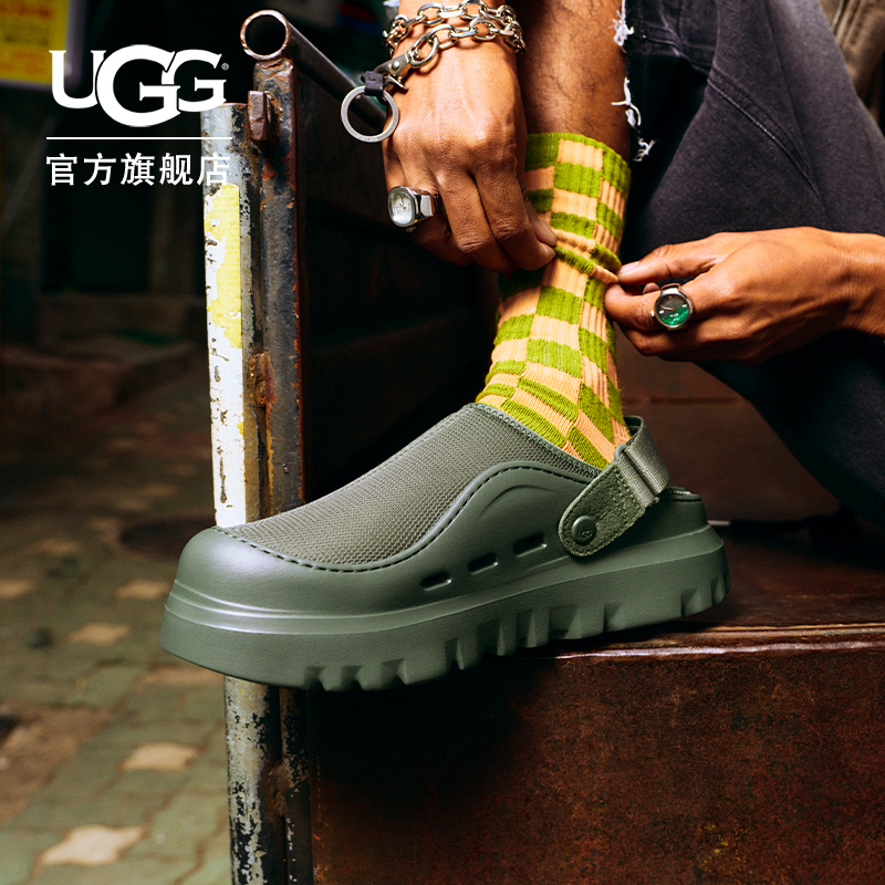 UGG夏季新款男女同款时尚舒适轻便纯色厚底魔术贴休闲凉鞋1166912
