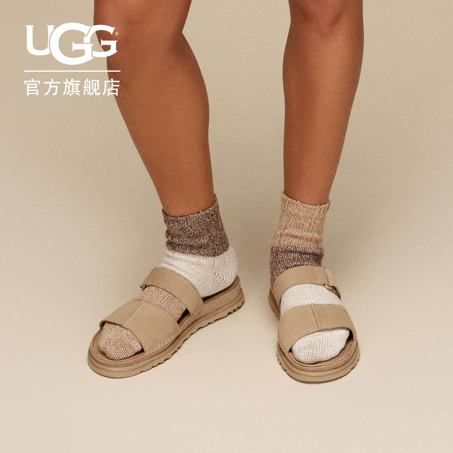 UGG露趾平底一字简约休闲拖鞋图片