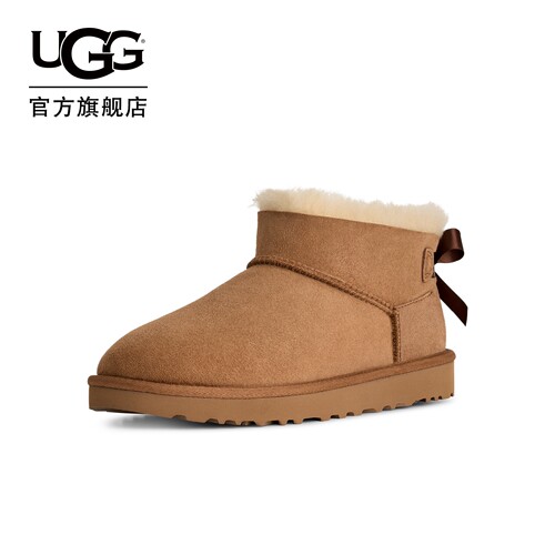 UGG舒适平底蝴蝶结超短雪地靴