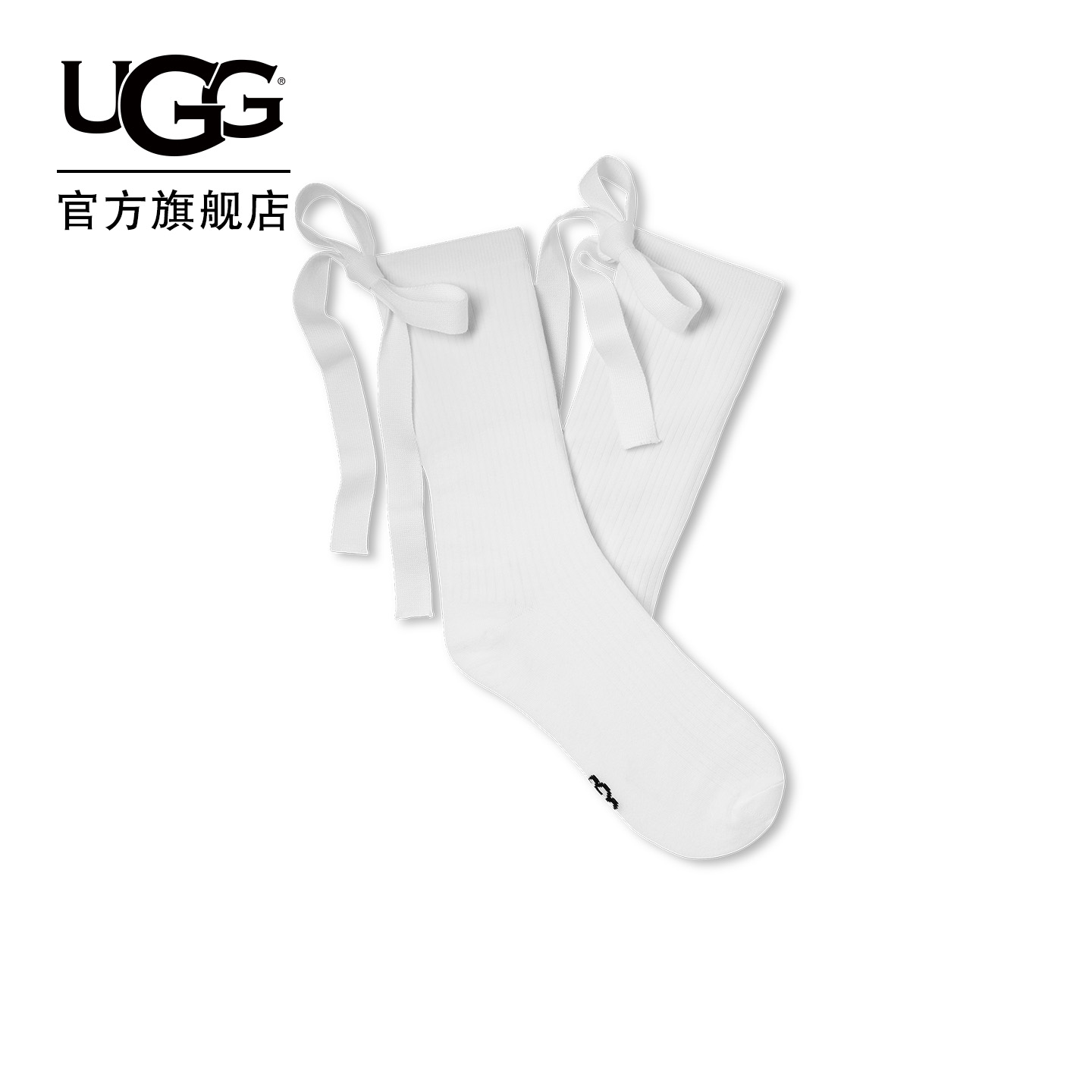 UGG蝴蝶结款罗纹水手袜中筒袜