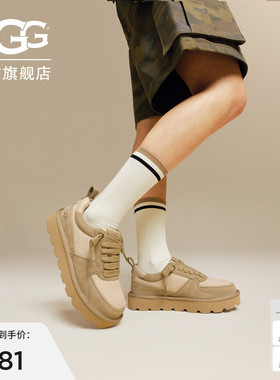 UGG春季新款女士舒适时尚系带低帮圆头拼色圣盖茨休闲鞋 1178872