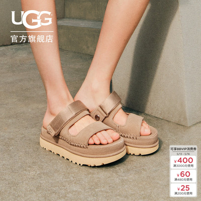 UGG厚底露趾魔术贴休闲凉鞋