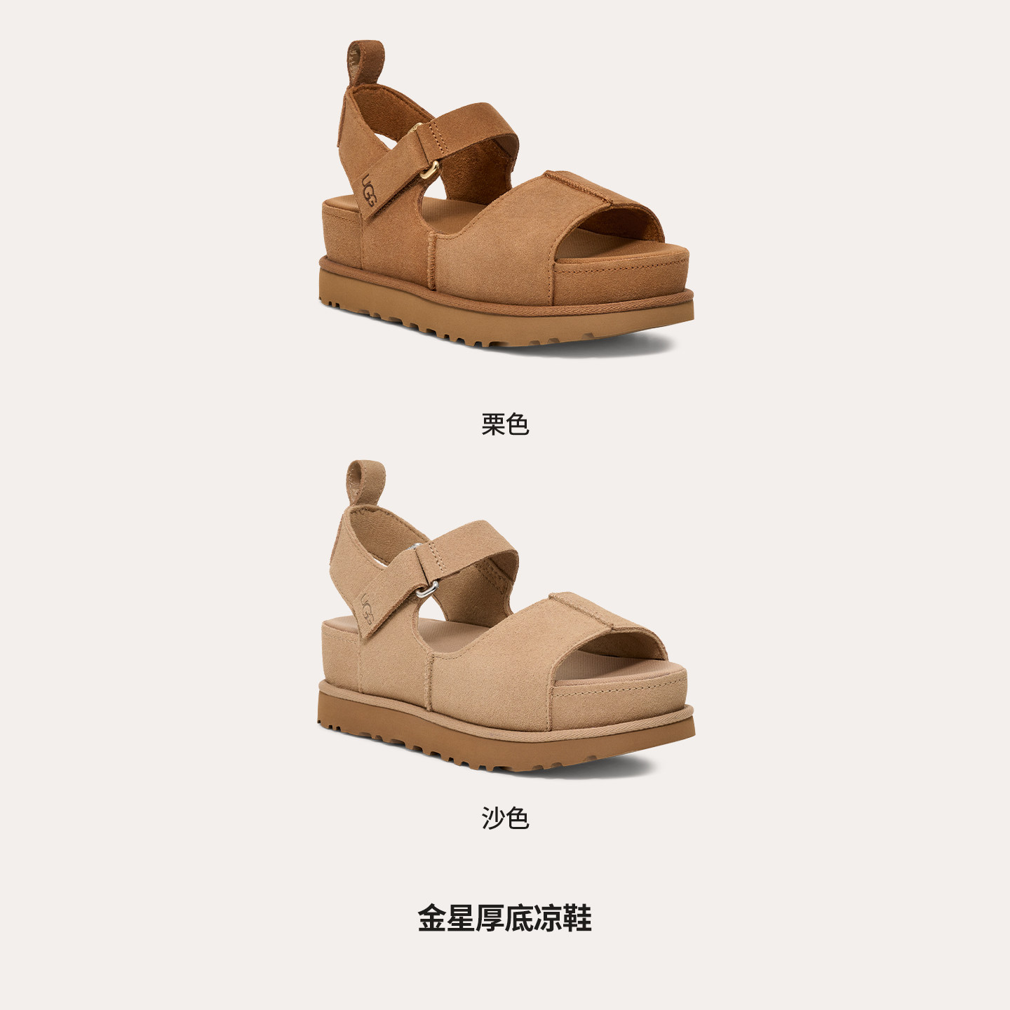 UGG女士厚底休闲凉鞋炫金拖鞋