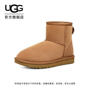 UGG秋冬女士休闲舒适平底圆头纯色保暖经典迷你短靴雪地靴1016222