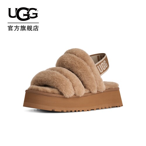 UGG时尚舒适露趾休闲毛毛拖鞋