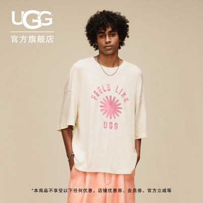 UGG纯色图案中性圆领休闲短袖T恤