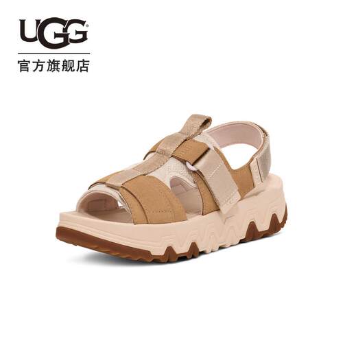 UGG厚底露趾魔术贴束带休闲凉鞋