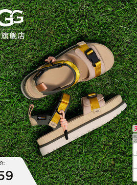 UGG露趾魔术贴搭扣休闲金星凉鞋