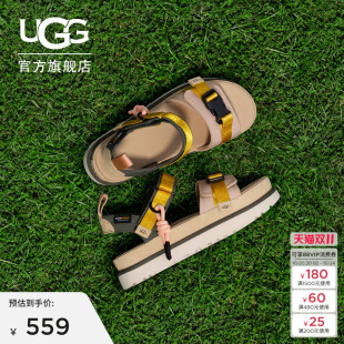 UGG夏季新款女士舒适时尚平底露趾魔术贴搭扣休闲金星凉鞋1180070