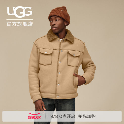 UGG保暖翻领纯色休闲夹克外套