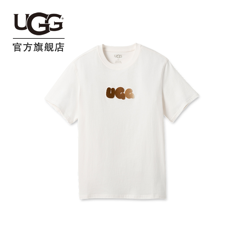 UGG春季新款男女同款时尚舒适纯色字母圆领休闲短袖T恤 1168480