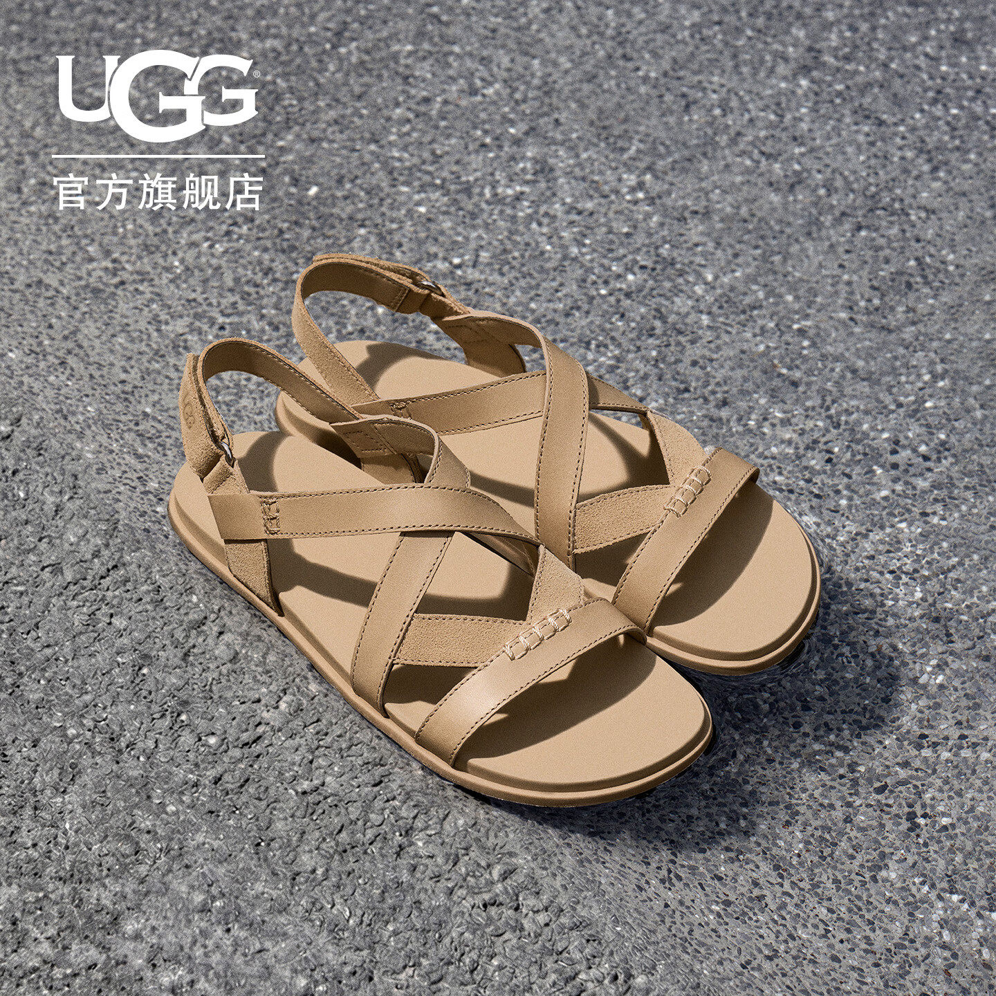 UGG夏季新款女士舒适时尚纯色平底露趾休闲人字绑带款凉鞋1178851 - 实物图