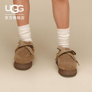 UGG秋季新款女士舒适时尚厚底圆头系带毛茸便鞋休闲鞋 1191132