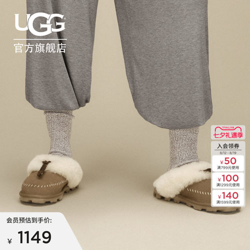 UGG舒适平底一脚蹬毛毛拖鞋