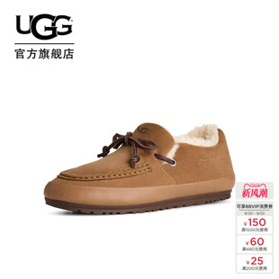 UGG秋季女士时尚舒适平底圆头系带休闲乐福鞋懒人毛毛鞋 1181470