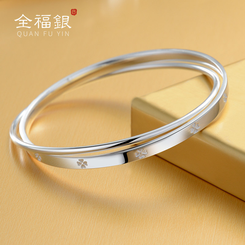 银手镯闭口2025新款女孩年轻款银手镯女年轻款9999纯女款